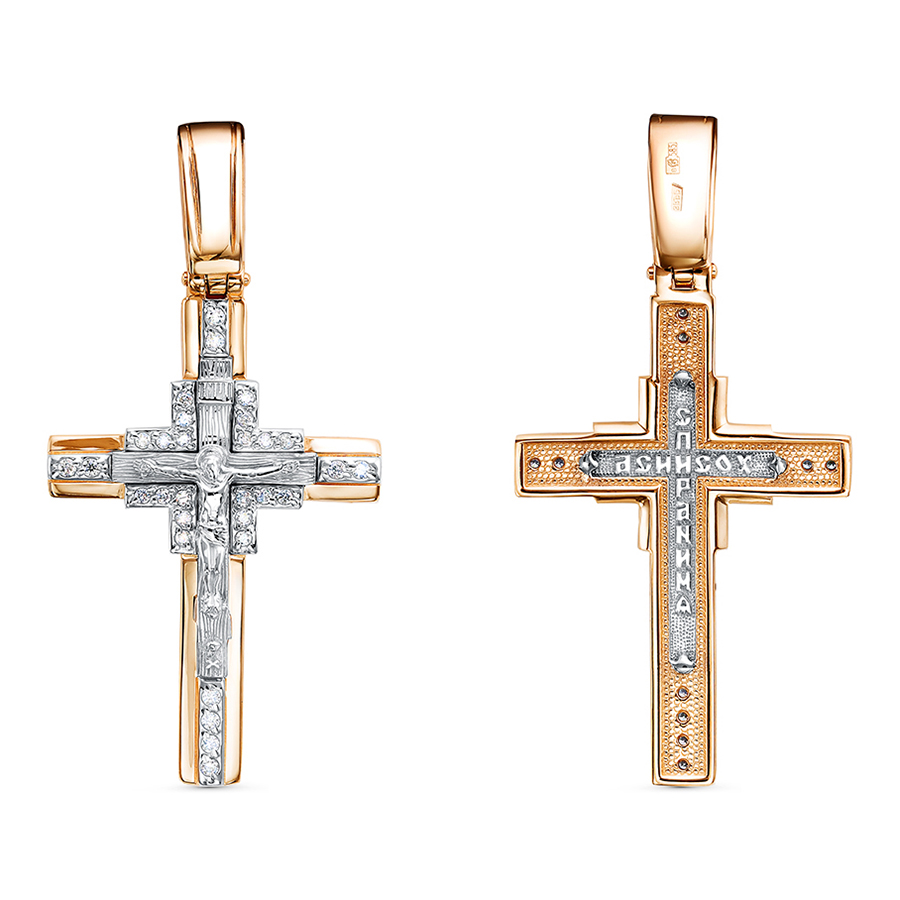 Крест, золото, бриллиант, 11-0614